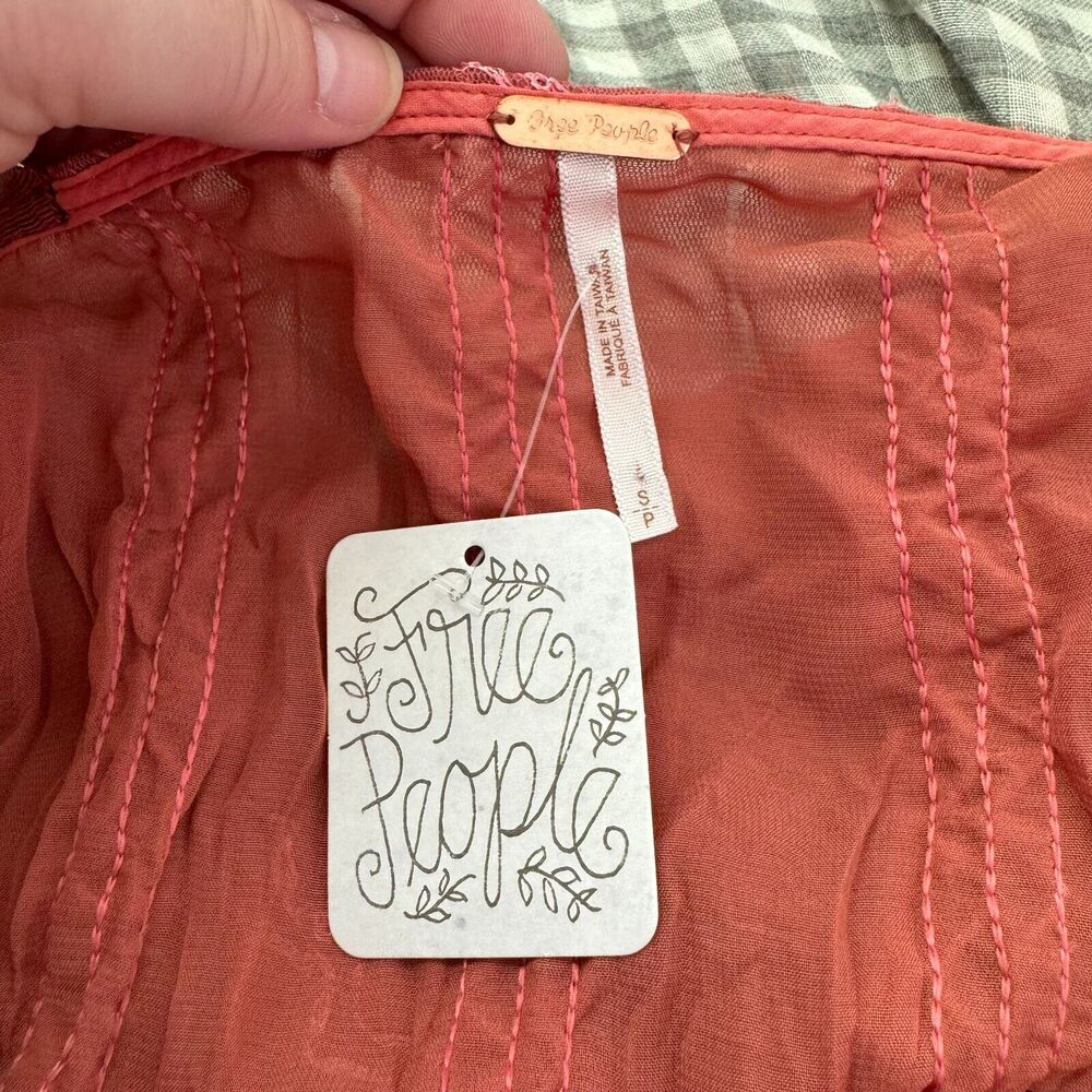 Free People Top Womens Small Dark Pink Tank Semi Sheer Embroidered NEW Fairycore - Picture 7 of 13